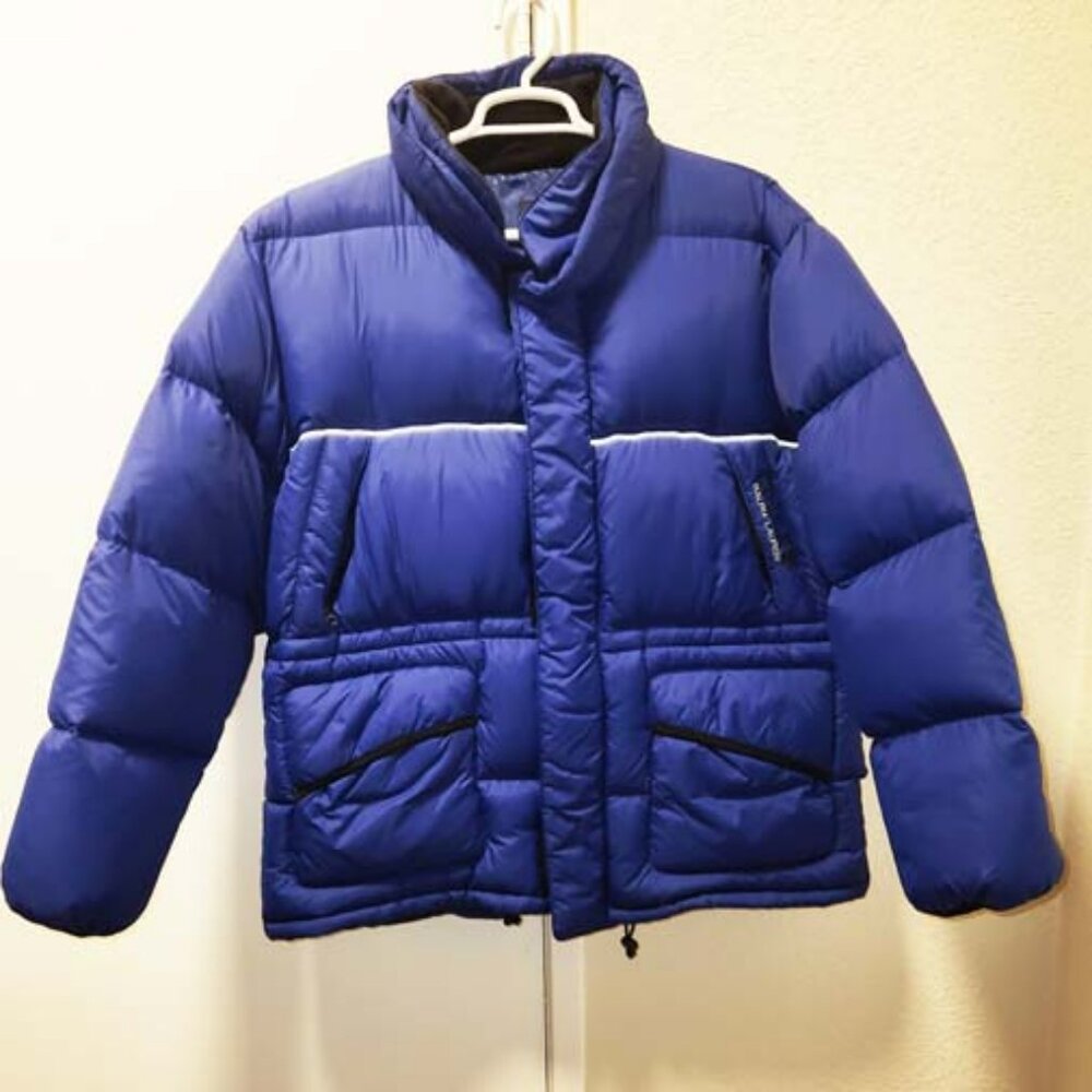 NEW RALPH LAUREN CHAPS LARGE, (42-44) MEN'S BLUE DOWN PUFFER JACKET